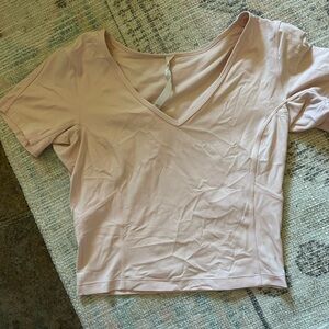 lululemon athletica Light Pink V-Neck Short Sleeve Top